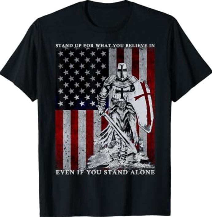 Knight Templar American Flag Crusader T-Shirt