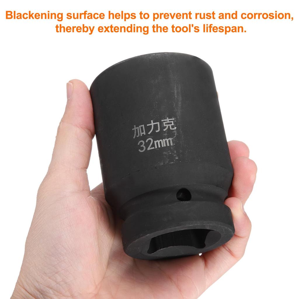 uxcell 2pcs Square 32mm Metric Square Impact Blackening Standard Wheel Air Tool for Automotive Machine and Home Use 4-Point Socket, 1" Drive, Socket,
