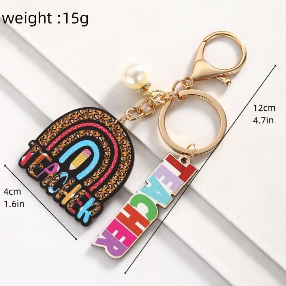 Wooden Material Teacher's Day Keychain Rainbow Colorful English Letter Charm Wooden Keychain Text Keychain Bag Charms
