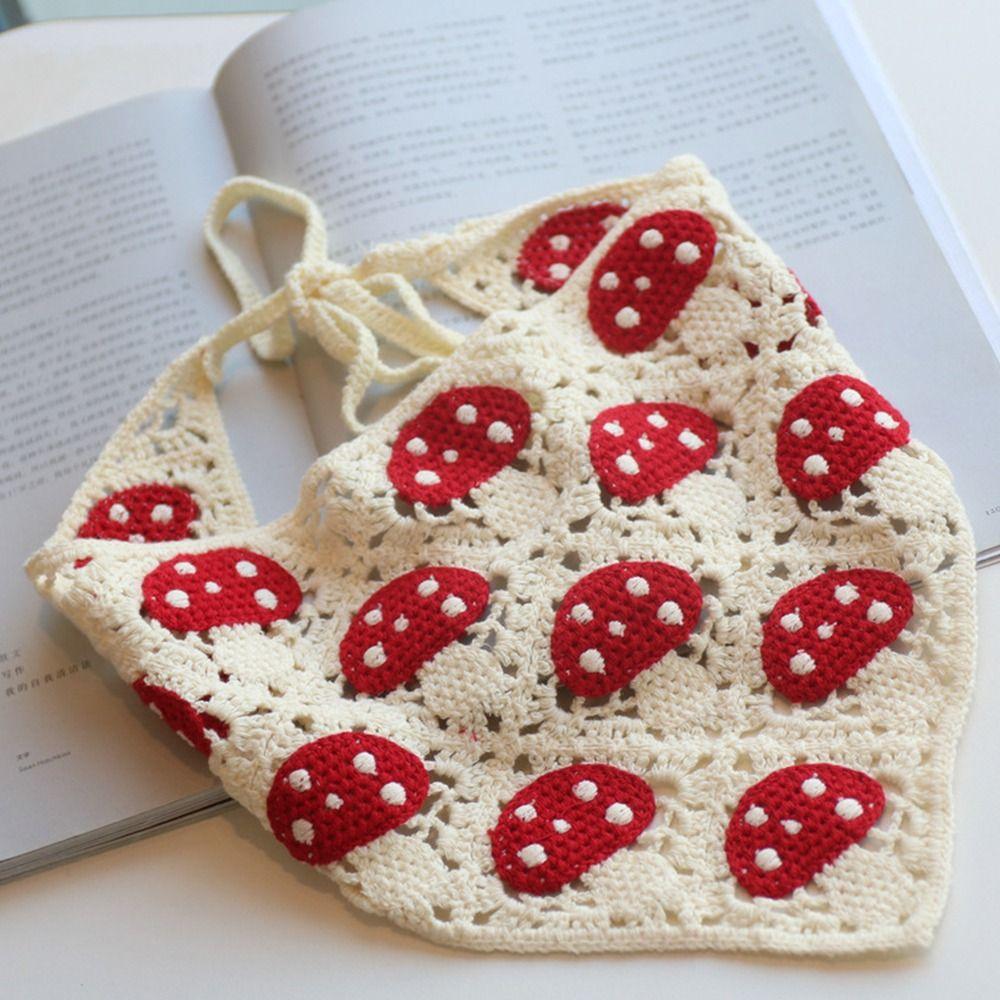 Cotton Knit Headwear Crochet Headband Sweet Triangle Scarf Women