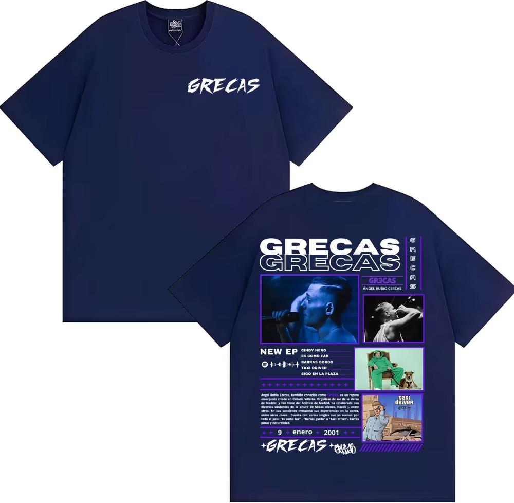 Rapper Grecas Album Tour Cover Tshirts Unisexs Women Clothing Fashion Vintage Hip Hop T Shirts Comfort Cotton Short Sleeve Top