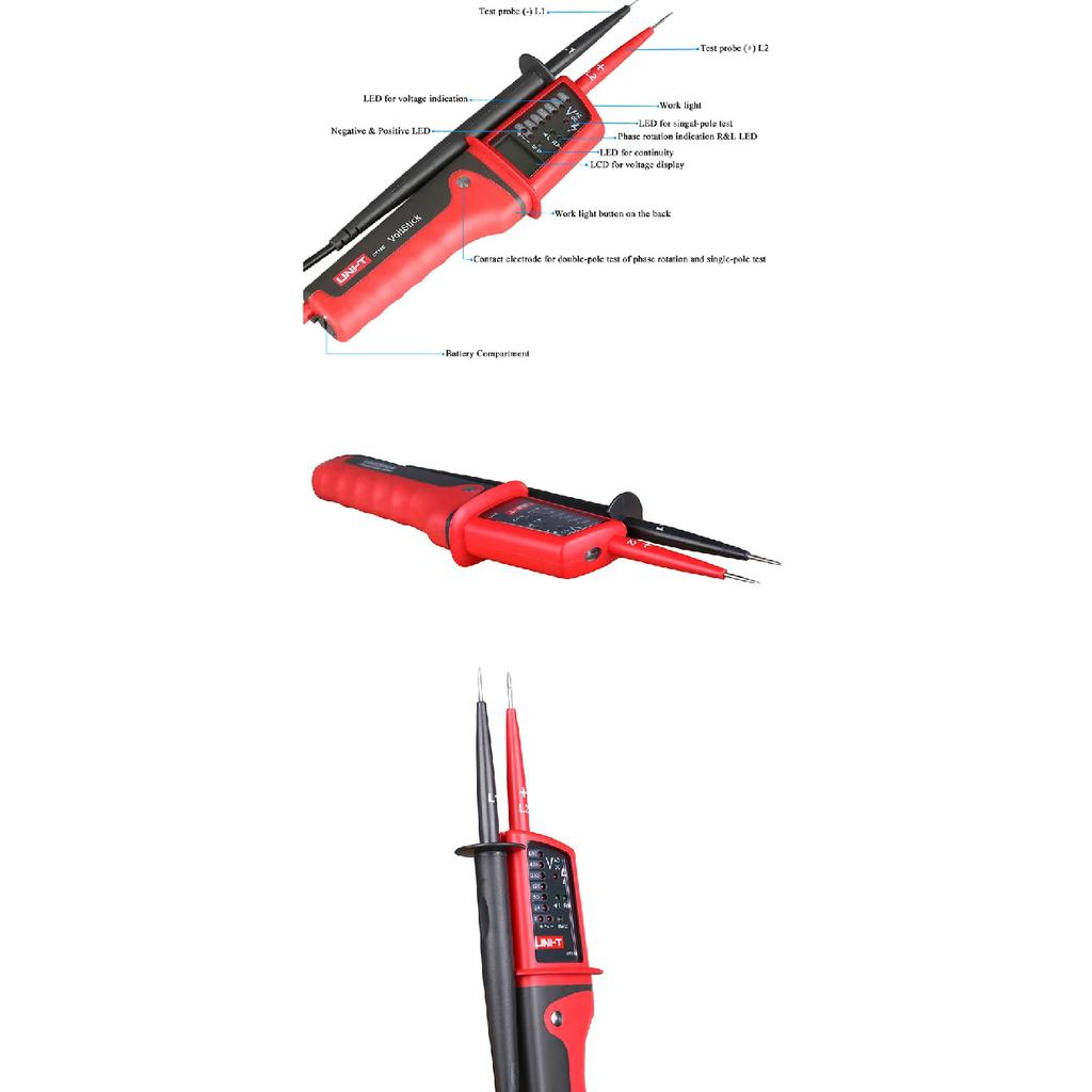 UNI-T UT18C UT18D UT15B UT15C Voltage Tester AC/DC Voltage 3-Phase Voltage Phase Sequence Continuity Digital Multimeter