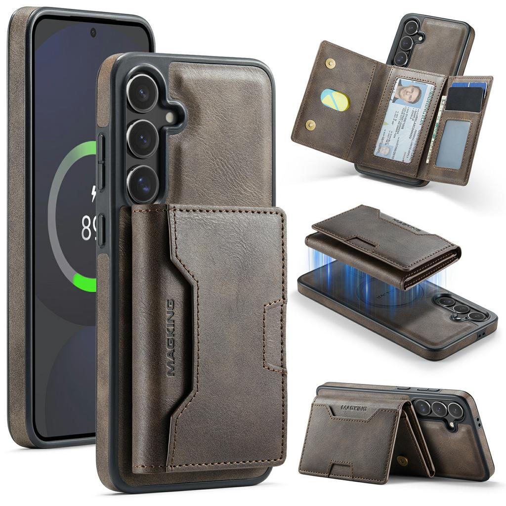 MAGKING K4 Series For Samsung Galaxy S24 FE Magnetic Case Detachable Wallet PU TPU PC Phone Cover