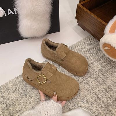 Флисовые хлопковые туфли Boken на мягкой подошве для женской новой зимней коллекции 2025 года, пушистые туфли на толстой подошве, закрывающие всю стопу, туфли-однопедальки