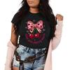 Fashionable and cute bow cherry cartoon print pattern daily Tshirt short sleeved round neck versatile Womens Tshirt