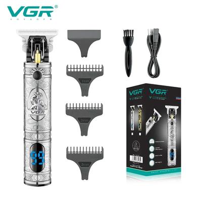 Беспроводная оригинальная винтажная машинка с нулевым зазором 0, цельнометаллическая машинка для стрижки волос со светодиодной подсветкой T9, триммер с переключателем, парикмахерская, мужская бритва цвета: золотистый, серебристый