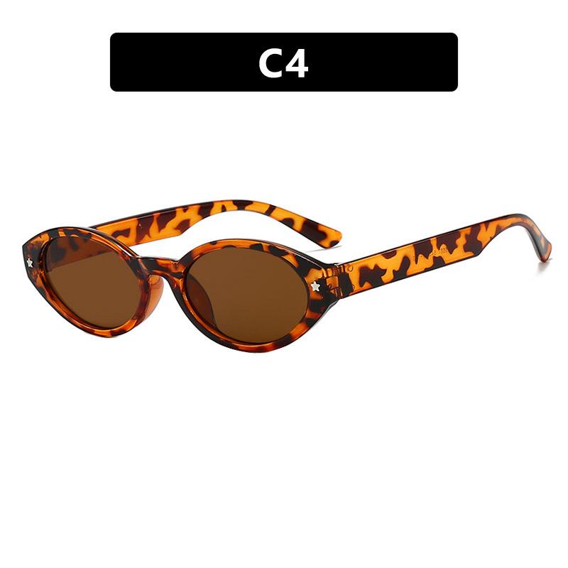 Black Small Oval Women Sunglasses Fashion Leopard Print Retro UV400 Protection Colorful Shades