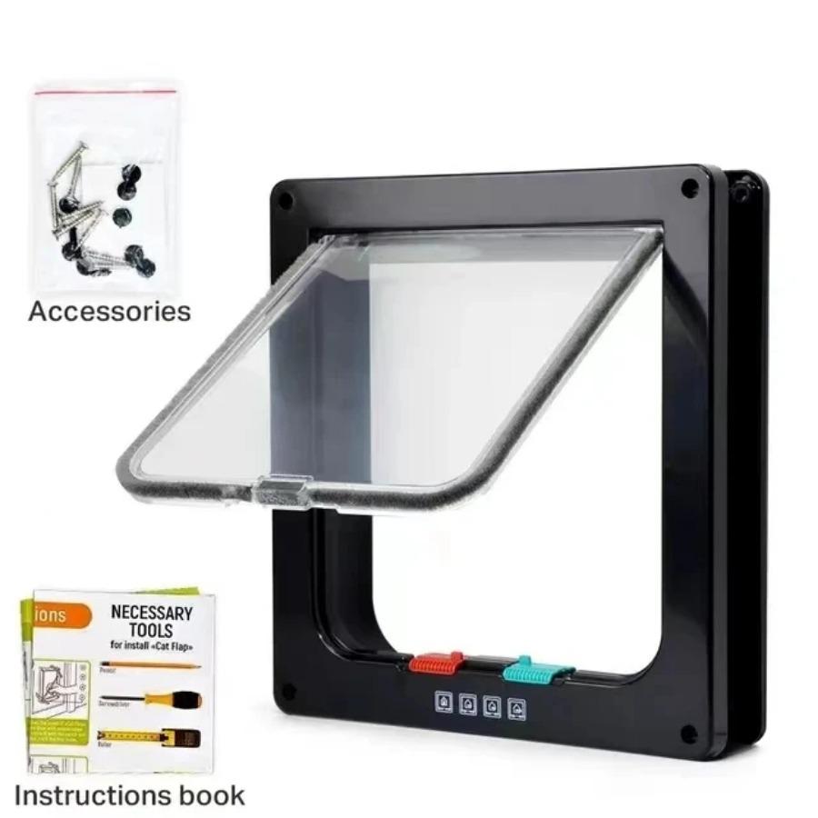 Weather Proof Cat Door 4 Way Locking for Cat Up To 20 Lbs for Interior Doors Cabinet Garage Doors 4 Sizes Pet Door