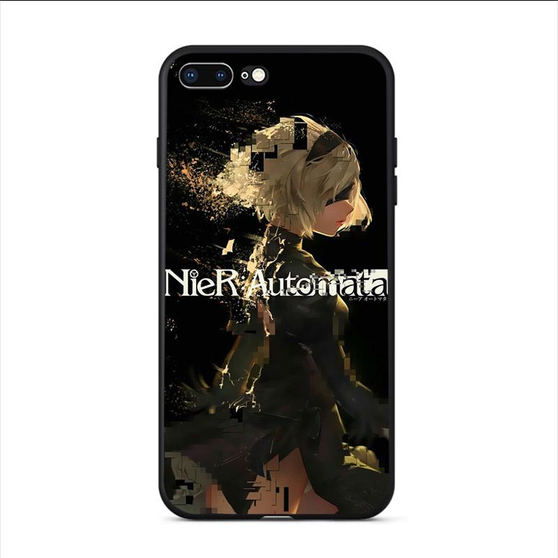 Черный мягкий чехол Nier 2B для Apple iPhone 11 Pro 12 Mini Max 7 8 Plus 6 6s Plus 5 5S SE 2020 X XR XS с узором на спине из ТПУ Fundas Capa