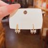 Elegant Micro-Inlaid Zircon Bow Earrings with 925 Silver Posts - Trendy Korean Light Luxury Design for Women