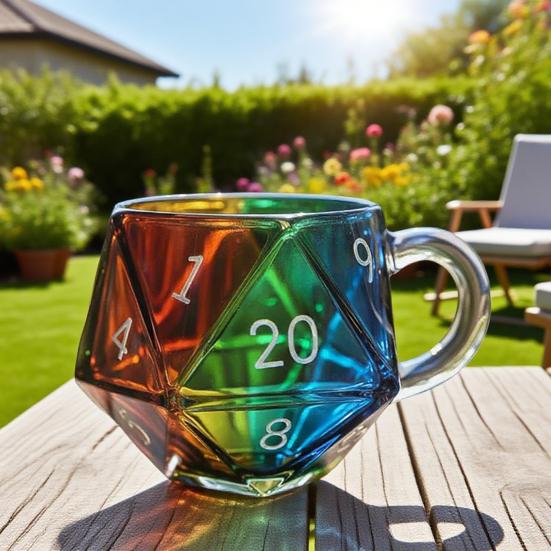 Rainbow Dice Mug Glass Tea Cup Multicolor Funny Coffee Cup