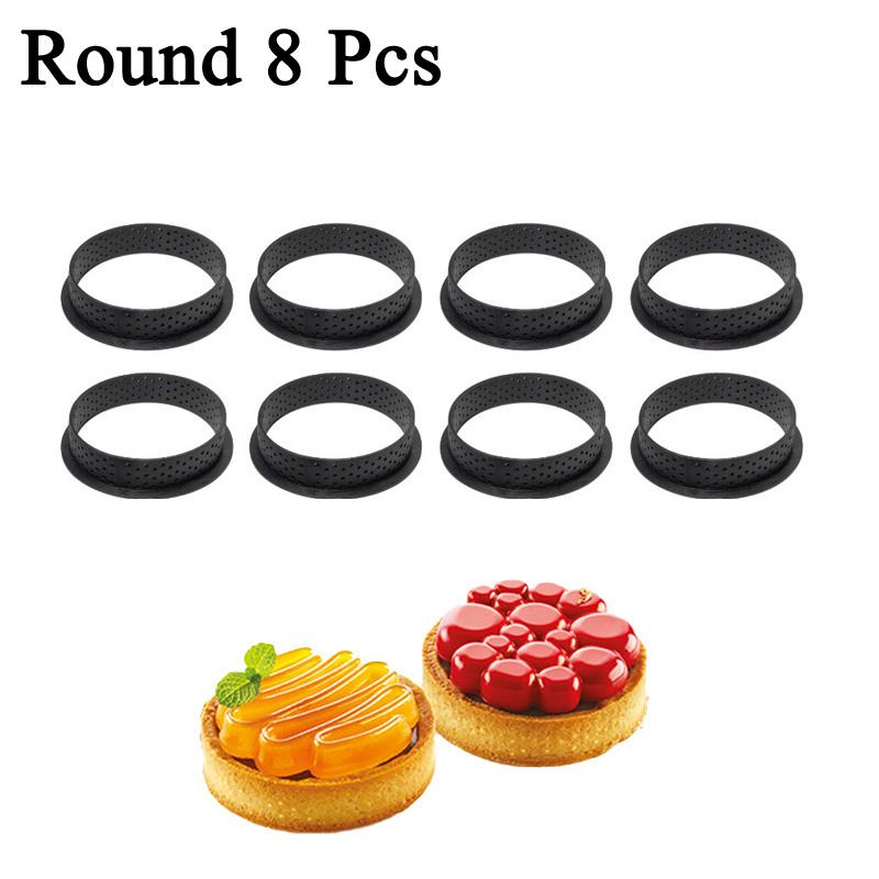 4/6/8 шт. круговое кольцо для пирога, французская форма для десерта, кухонная черная пластиковая перфорированная форма для яиц, резак для торта, инструменты для украшения кондитерских изделий