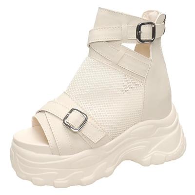 Модные летние босоножки на платформе женские новые высокие каблуки сексуальные босоножки с открытым носком гладиаторские кроссовки на танкетке 9 см женские пляжные тапочки