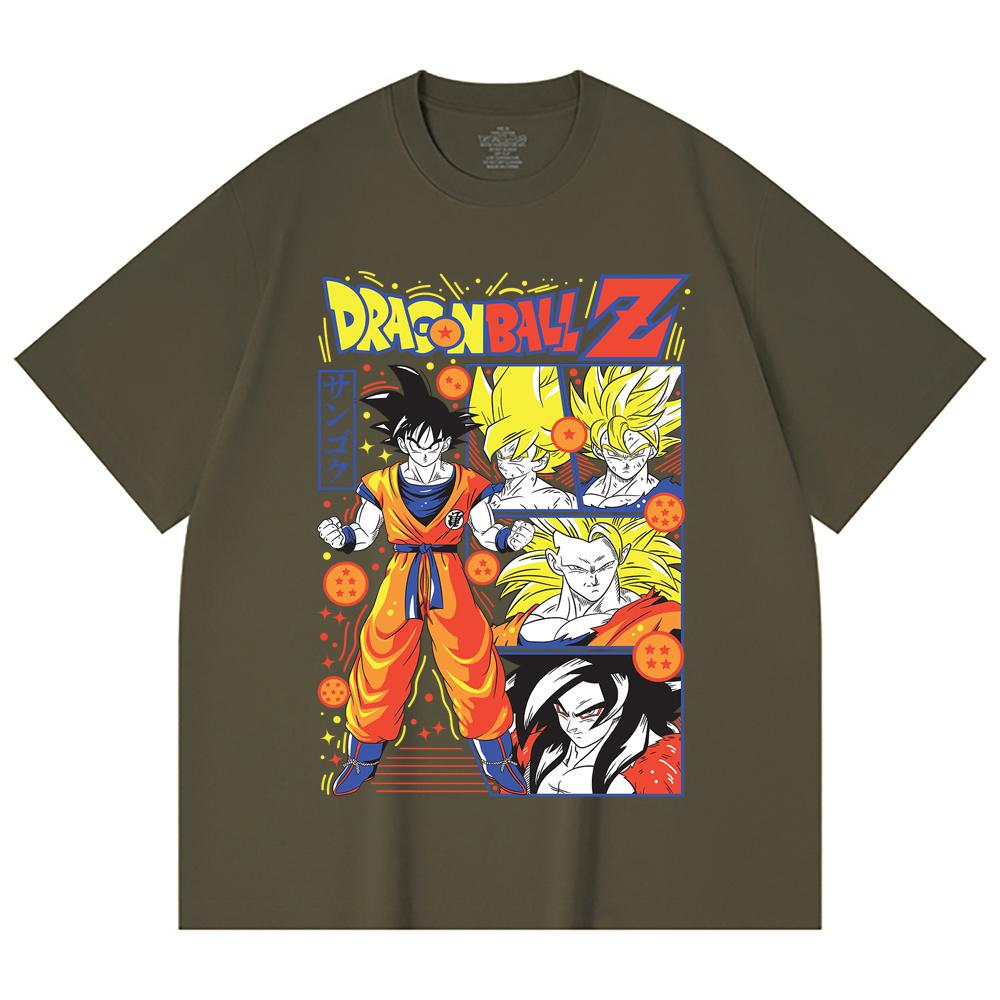 230 г/м² 100% хлопок Dragon Ball V56 Принт Goku Унисекс Тяжелая хлопковая футболка