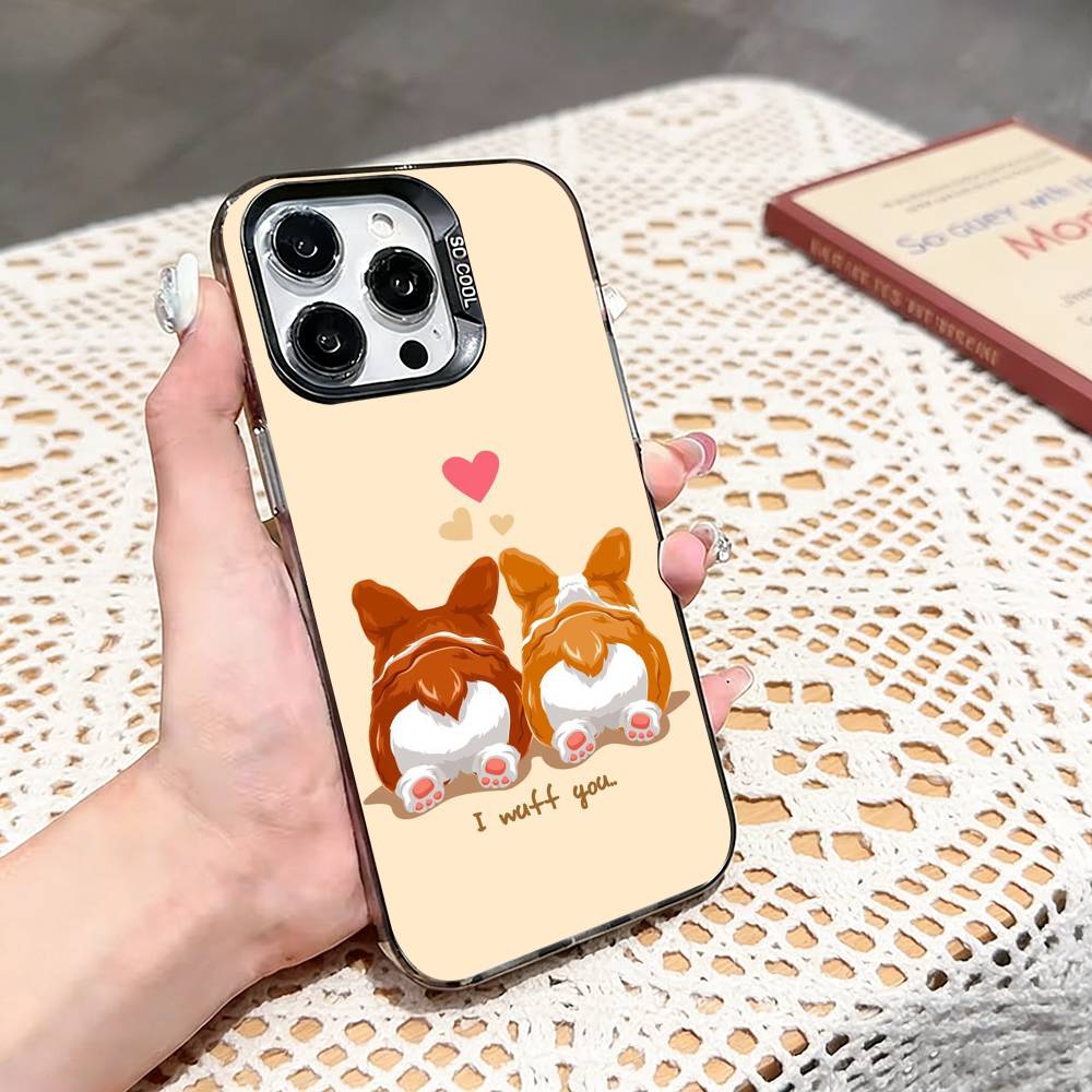 C-Корги Питомец Милый Собака Мультяшный Чехол Для Телефона Для iPhone 17,16,15,14,13,12,11 Plus,Pro Max,XS,Цветной серебристый чехол для телефона
