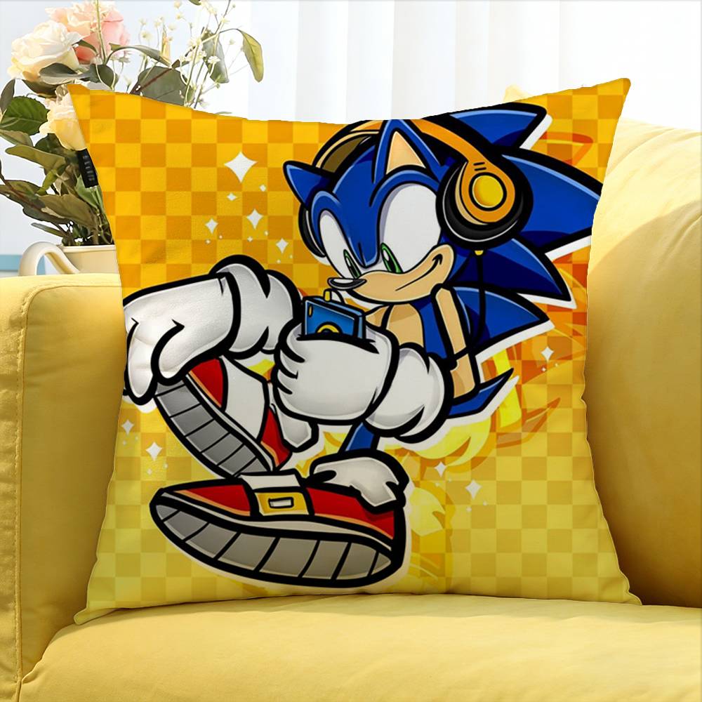 Classic Game S-Sonic Various Sizes Square Pillow Case For Car Home Bedchamber Decor