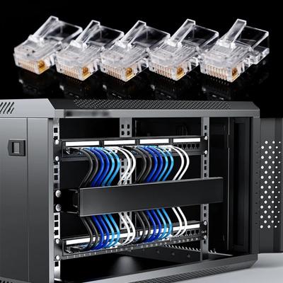 50/30 шт. Модульный штекер для кабелей RJ45 Ethernet, сетевой разъем, кристальные головки Cat5, позолоченный сетевой кабель, подходит для компьютера, телевизора