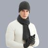 3Pcs/Set Women Winter Hat Scarf Gloves Set Solid Color Knitting Hat Long Scarf Touchscreen Gloves Set Winter Accessories