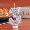 Digital Birthday Candle Silver Sequin Bow Party Decoration Creative 0-9 Number Candles Birthday Cake Plugin for Party Supplies