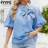 Women's Fashion Casual Summer Spring Solid Color Print Short Sleeve O-Neck Blouses & Shirts