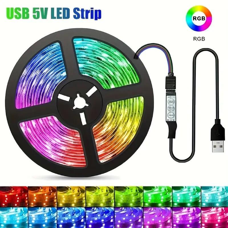 Светодиодная USB-лента 5050 RGB, самоклеящаяся, низковольтная 5 В, идеально подходит для подсветки задней панели телевизора