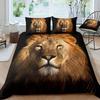 3D Lion Pattern Digital Printing Three-Piece Set Animal Duvet Cover Bed Sheet Bedding
