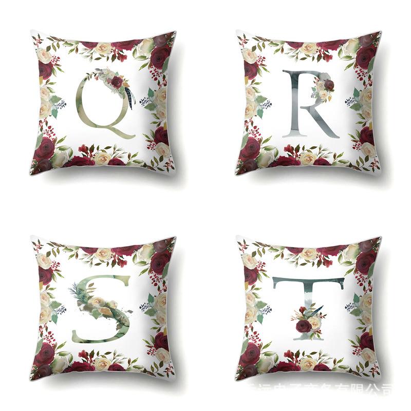 Полиэстеровая наволочка Американский Ретро Цветок Растение 26 Английских Букв Наволочка для Подушки Автомобильная Наволочка