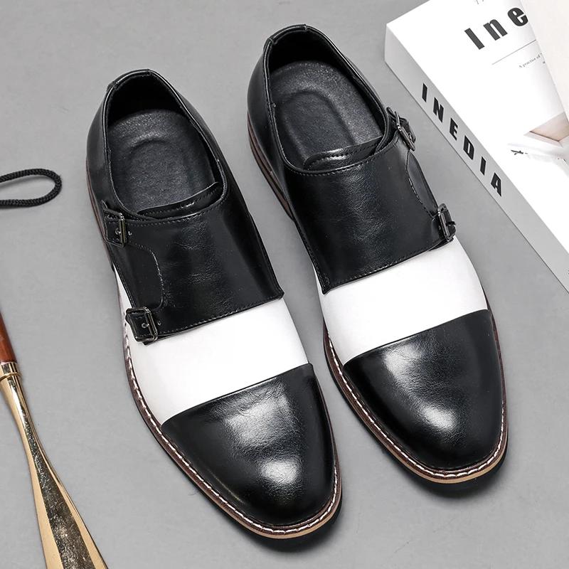 Business Casual Men's Shoes Buckle Fastening Retro British Style Rubber Outsole Leather Upgraded Large Size 48 Zapatillas Male