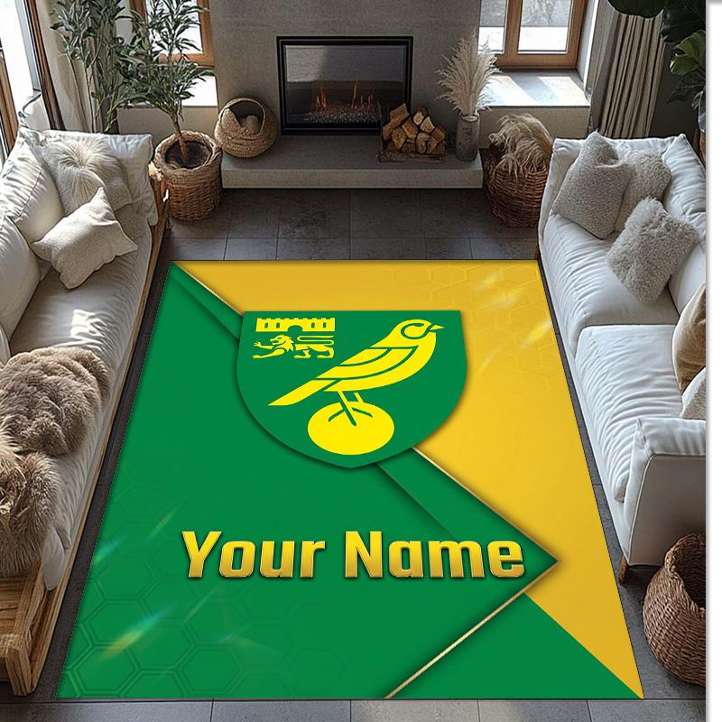Norwich City Printed Crystal Velvet Rug Non‑Slip Crystal Velvet Carpet For Sofa Bedroom Indoor Home Decoration