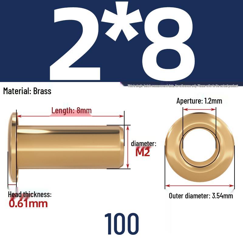 Pure Brass Hollow Rivets & Copper Eyelets Fasteners M1.3–M5