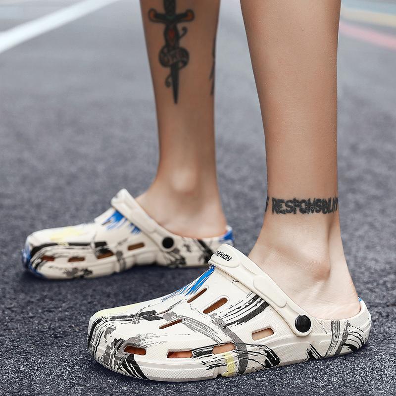 Летние пляжные тапочки, мужские сандалии, уличные полые садовые сабо из ЭВА, мужские садовые сандалии De Hombre