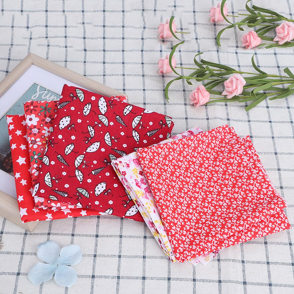 5 шт./компл. DIY Handcraft Хлопковая Ткань для Рукоделия Мягкая Швейная Лоскутная Ткань С Набивным Рисунком Набор 50x50 см Красный