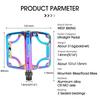 WEST BIKING Bicycle Pedals 3 Bearings CNC Ultralight MTB Road Bike Part Colorful Anti-slip Flat BMX Pedals Cycling Accessories