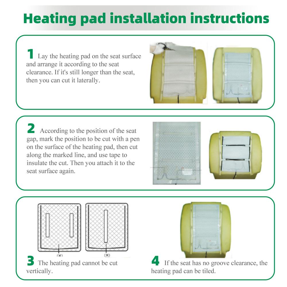 Universal 12V Built-in Car Seat Heater Kit Fit 2 Seats W 25W Carbon Fiber Heating Pads 6-Levels Knob Dual Control Switch System