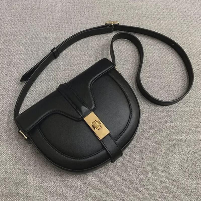 2024 женская модная сумка-седло из натуральной кожи полукруглой Т-образной формы через плечо