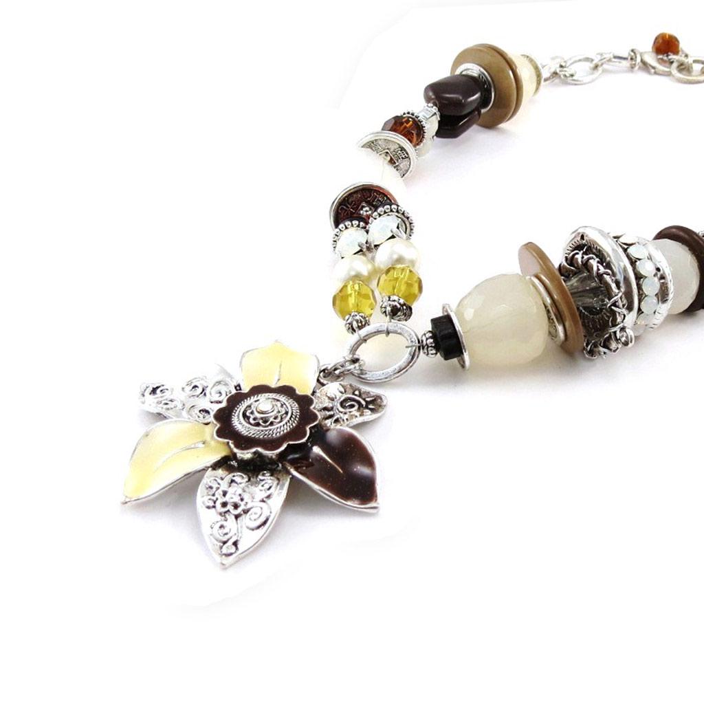 Les Trésors De Lily [E0644] - Дизайнерское колье "Душка" бежево-коричневый