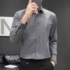 Рубашка мужская Yousheng, однобортная, с полосатым принтом, отложным воротником и длинными рукавами, официальная, в деловом стиле, офисная, средней длины, топ для свиданий