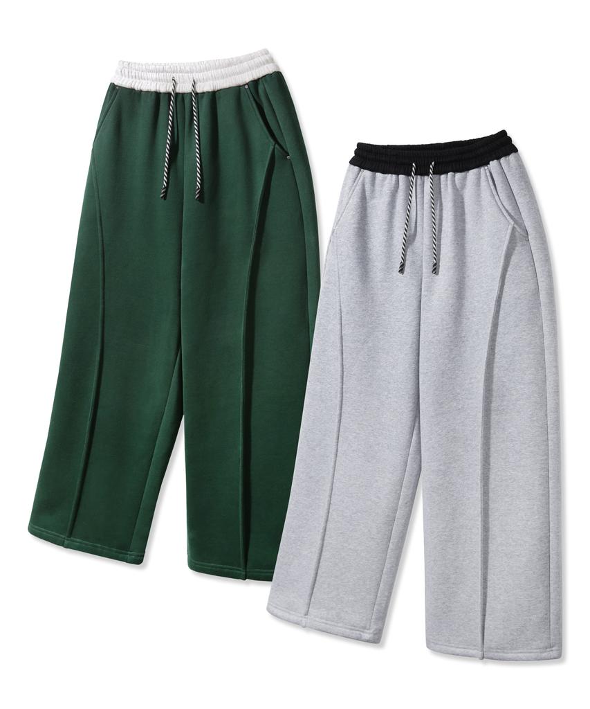 ALVINCLO [2Pack][Fleece-Lined] String Point Elastic Waist Color Peach Fleece-Lined Sweatpants 2-Piece Package