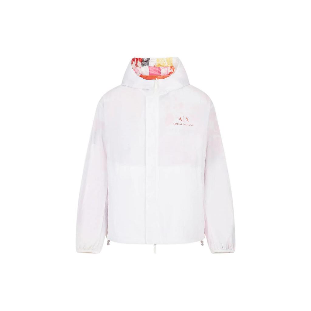Armani Exchange Letter Logo Printed Reversible Hooded Long Sleeve Jacket Men jackets White 3RZB46-ZN1CZ-21BV