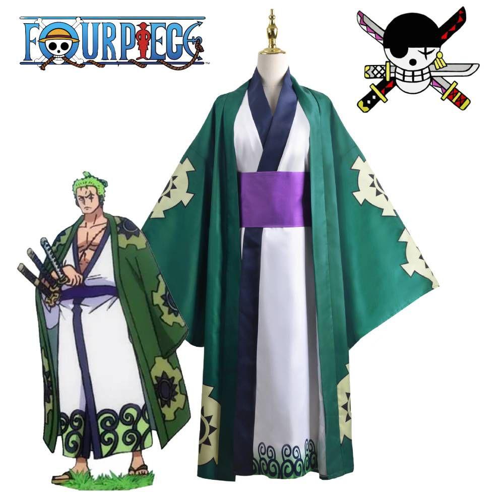 Костюм для косплея One Piece Roronoa Zoro Wano Country Кимоно для мужчин и женщин