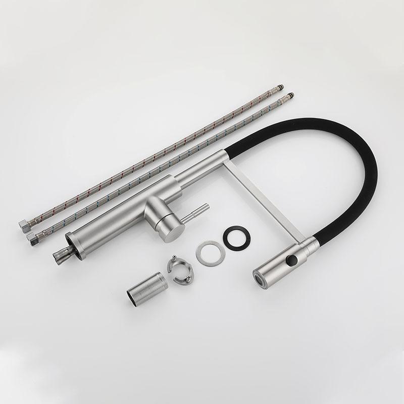 Смеситель для овощной раковины из нержавеющей стали 304, черный силиконовый шланг, смеситель для кухонной раковины, никель, для горячей и холодной воды, смешанный, кран для раковины