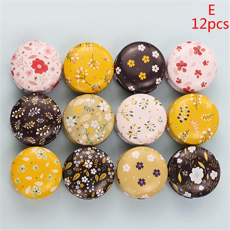 12шт мини-элегантный цветок жестяная коробка Diy свеча банка бальзам круглый пустой футляр для хранения