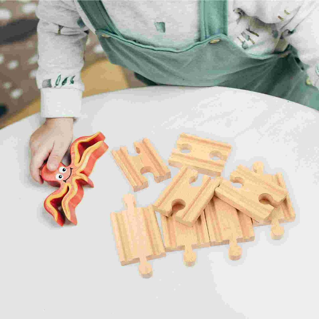 8 Pcs Train Track Accessories Wooden for Trains Toys Model Playset Tracks Railway Playthings DIY 3 Year Old