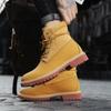 Fashion Autumn/Winter Men's Yellow Boots 2024 Fashion Quality Unisex Ankle Boots Plush Warm Leather Boots For Men High Top Work Shoes