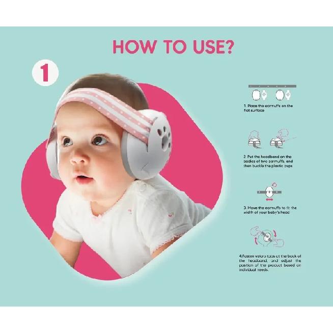 2-in-1 Baby Ear Protection Noise Cancelling Headphones Convertible Design Noise Reduction Earmuffs for Infant Improves Sleep