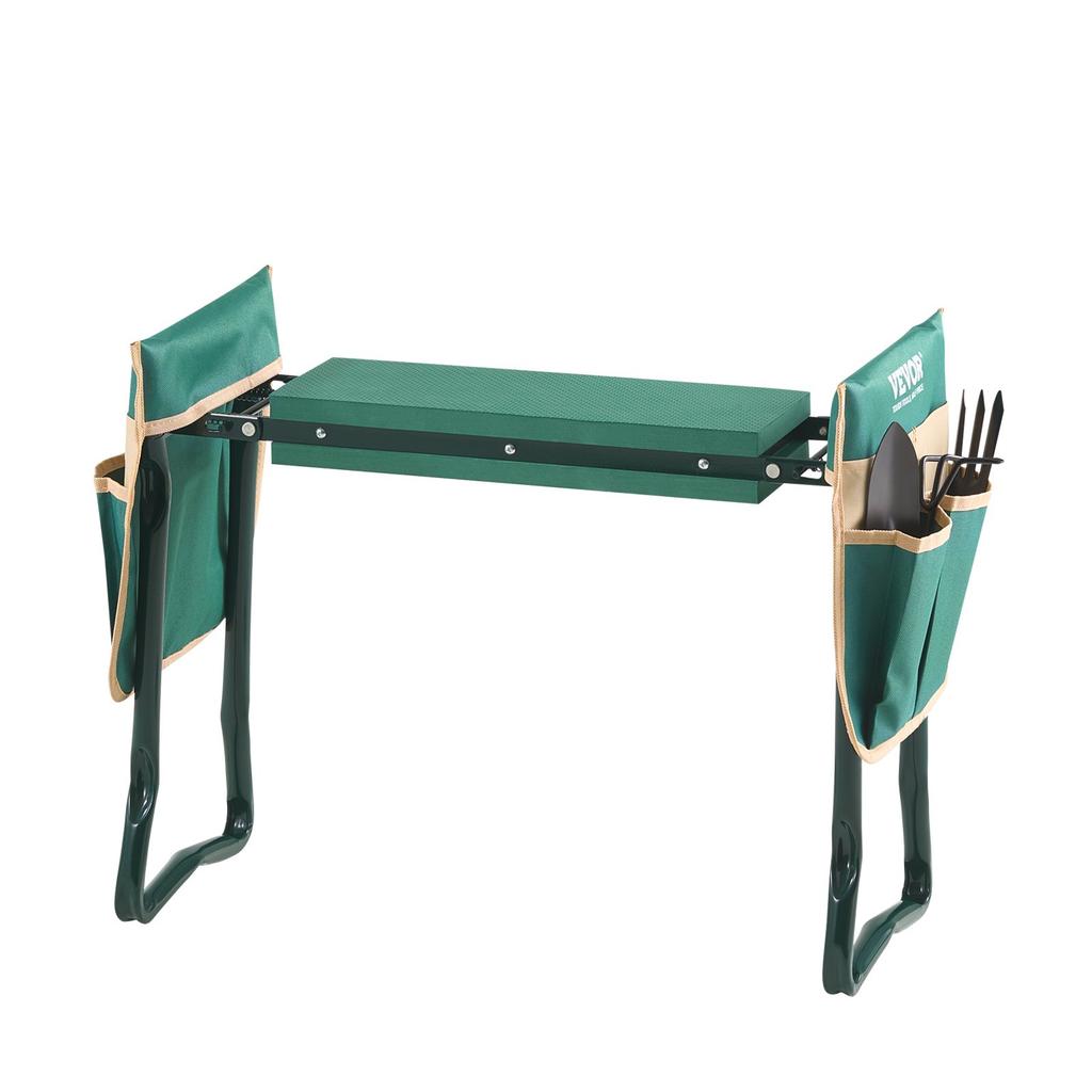VEVOR Garden Kneeler and Seat, 6 in Wide Kneeling Pad, Heavy Duty Garden Kneeling Stool, Folding Garden Seat with 2 Tool Bags