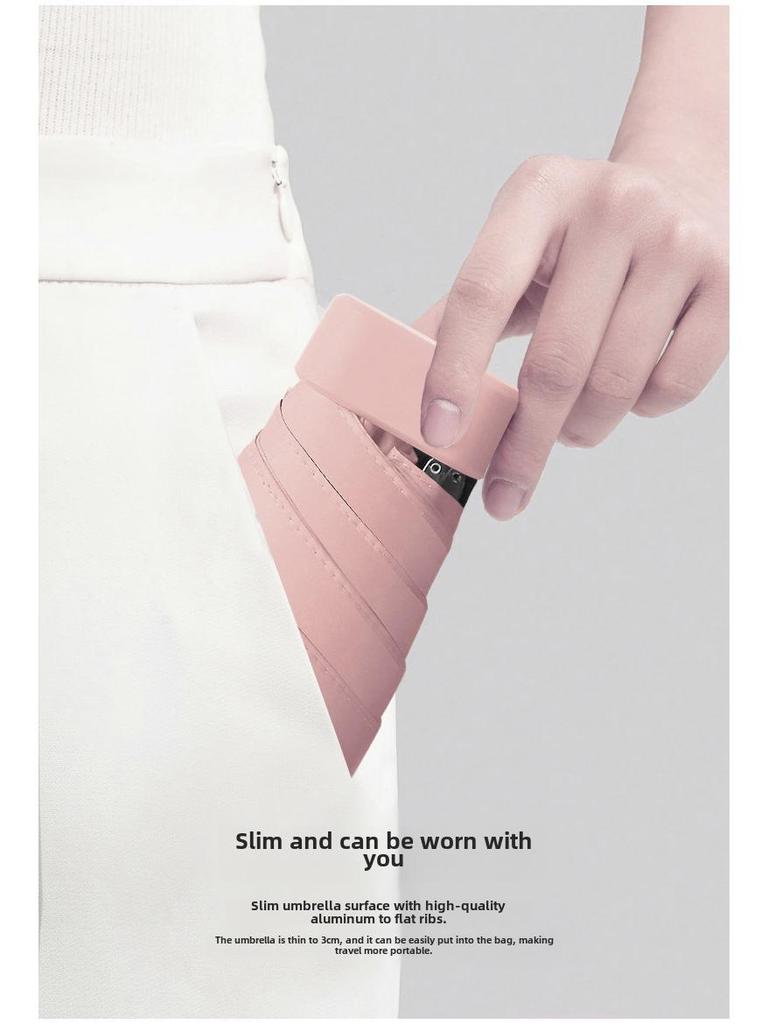 Women's Ultralight Six-Fold Sun Protection Capsule Umbrella - Portable, Anti-UV, Customizable Logo