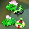 Floating Frog Statue Resin Cartoon Relaxing Frog Ornament Pond Floating Frog Figurine