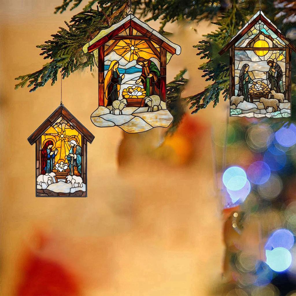 2D ручной работы ловец солнца окрашенный акриловый вертеп ловец солнца подвесное украшение для окна для домашнего декора христианский для семьи