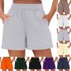 Женские спортивные шорты, повседневные летние удобные хлопковые шорты с высокой талией и карманами